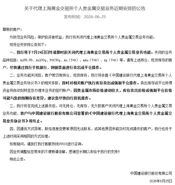 国际金价持续走弱 多家银行调整