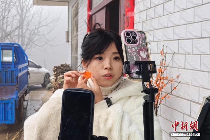 湖北恩施姑娘以牙为刀 胡萝卜雕