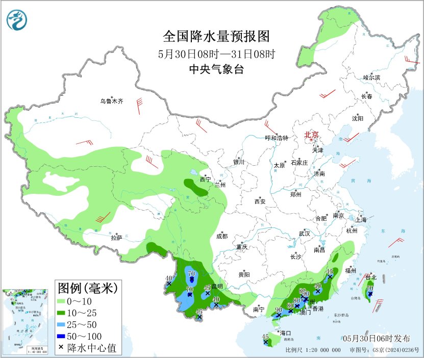 云南广东等地仍有分散性强降水 西北部分地区有沙尘天气