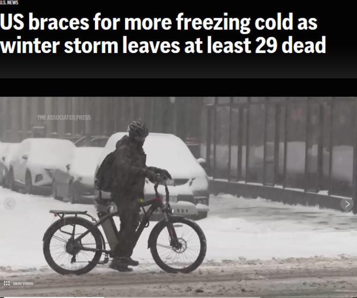 低温、暴雪……冬季风暴肆虐美国多地已有29人死亡