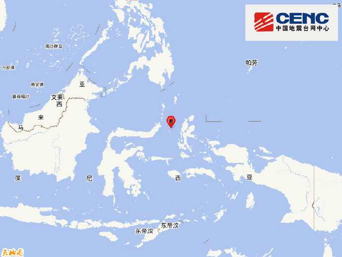印尼马鲁古海峡发生7.4级地震 震源深度30千米
