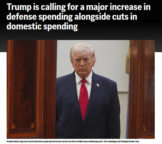 美媒：特朗普要求国会将国防预算