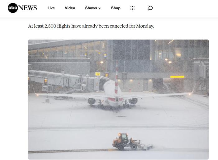 冬季风暴肆虐美国：超100万户断电，1.1万架次航班取消