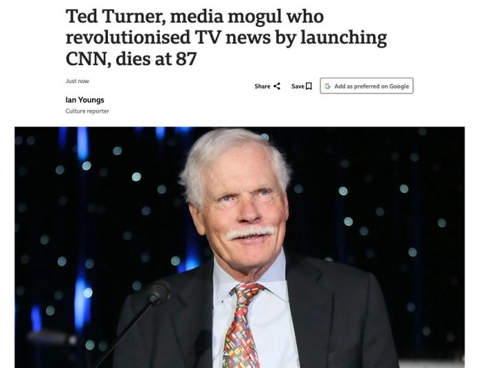 CNN创始人、新闻巨擘特德·特