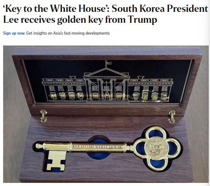 特朗普向李在明赠送“白宫黄金钥匙”