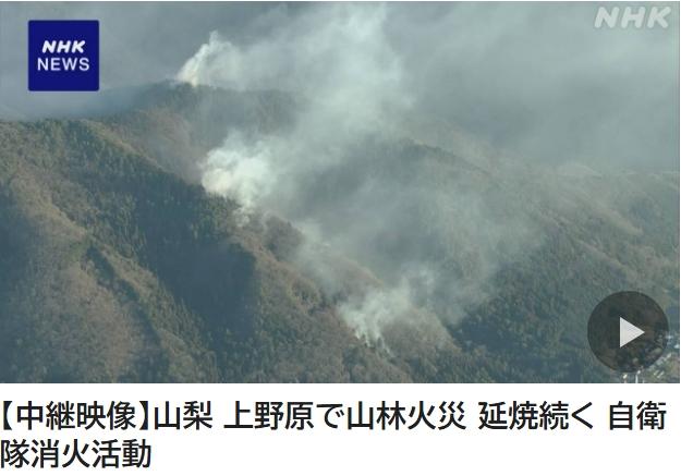 日本山火延烧一天仍未熄灭 当地已发布避难指示