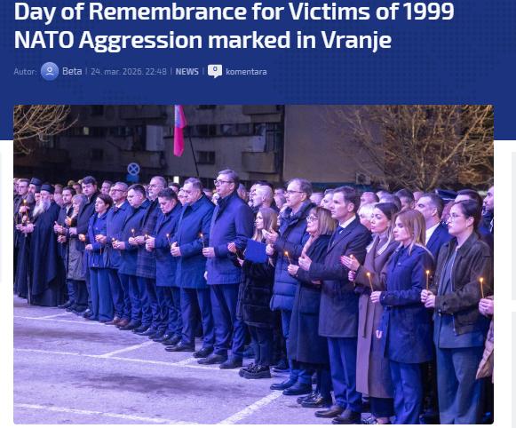 北约轰炸南联盟27周年，塞尔维亚总统武契奇出席纪念活动