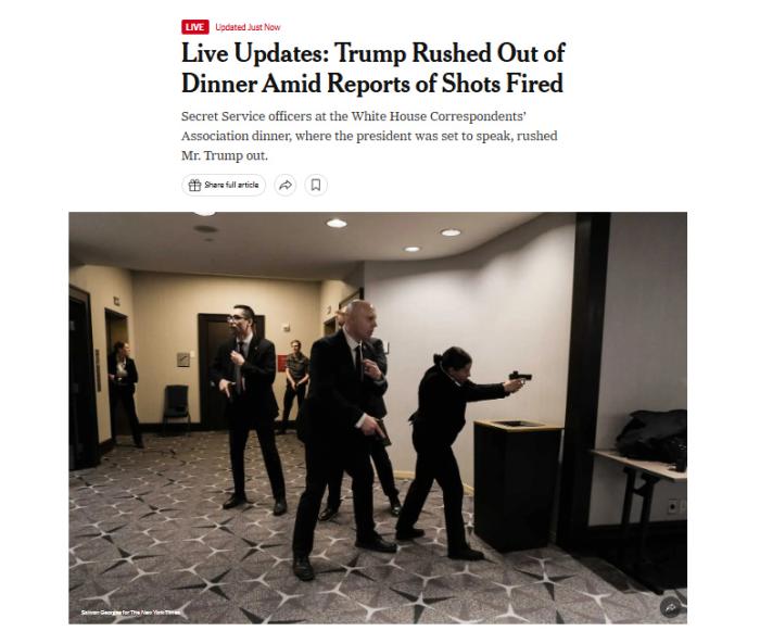 晚宴枪击现场细节曝光：部长急撤、记者趴地，特朗普未伤将发布讲